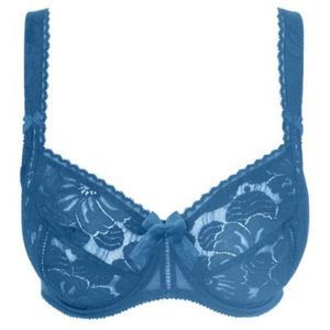 Empreinte fancy French bra, blue, sheer, flowers